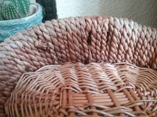 Cesta mimbre y yute 26cm x39cm vintage,antigua
