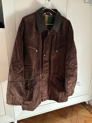 Abrigo marron piel de hombre