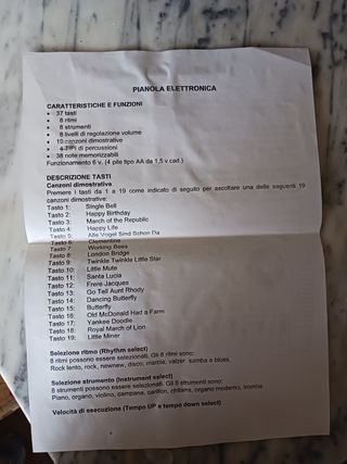 Pianola elettronica giocattolo anni 70 80