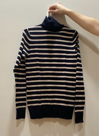 Jersey fino mujer azul marino de cuello alto