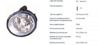 Luz antiniebla DEPO 551-2004R-UE