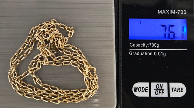 Cadena de Oro 18K, Bilbao Cartier, 7.6gr, 62cm.