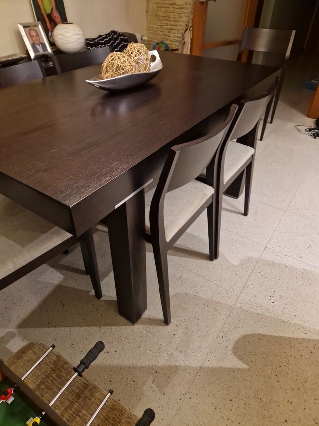 Mesa de comedor en Roble 160×90 y 6 sillas