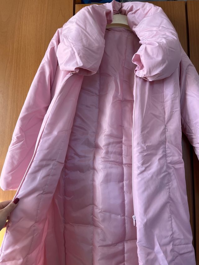 Piumino lungo col collo alto donna rosa