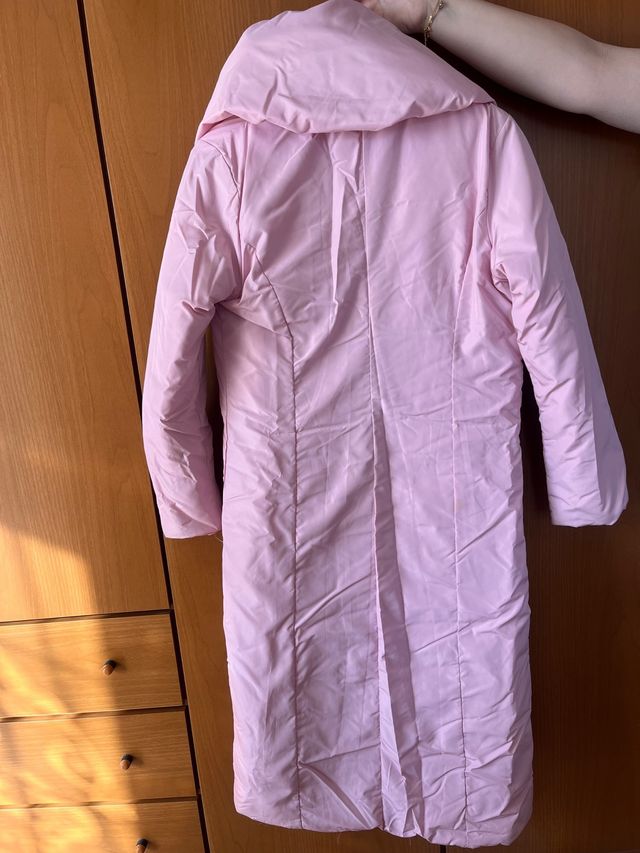 Piumino lungo col collo alto donna rosa