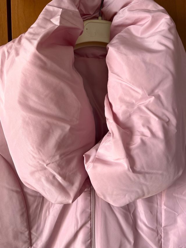 Piumino lungo col collo alto donna rosa