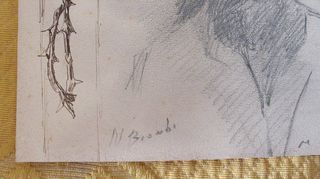 Antico disegno Nicola Biondi "Capua 1886 - Napoli