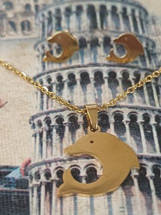 Conjunto Set Collar y Pendientes Delfin