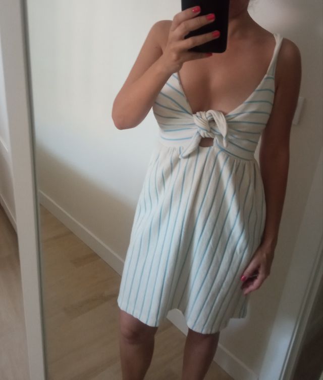 Vestido mujer tirantes blanco rayas