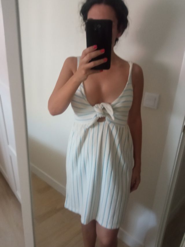 Vestido mujer tirantes blanco rayas