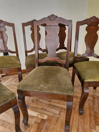 Juego 6 sillas de castaño antiguas impecables