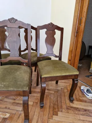 Juego 6 sillas de castaño antiguas impecables