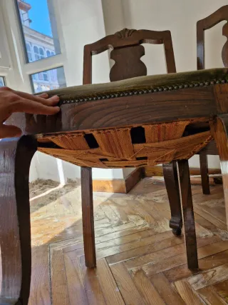 Juego 6 sillas de castaño antiguas impecables