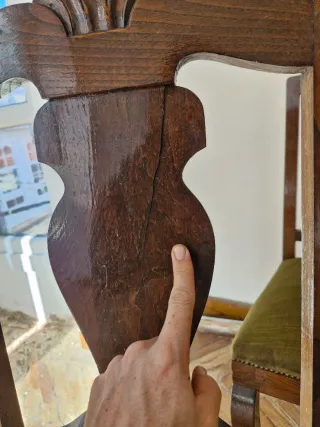 Juego 6 sillas de castaño antiguas impecables