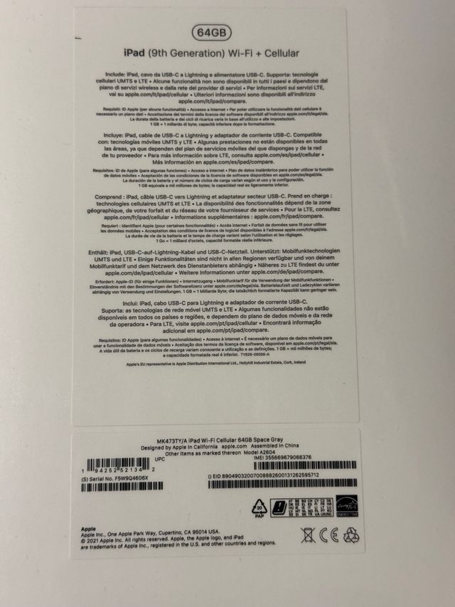 iPad 9th Generation WiFi Cellular