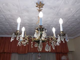 Lámpara de bronce y cristal