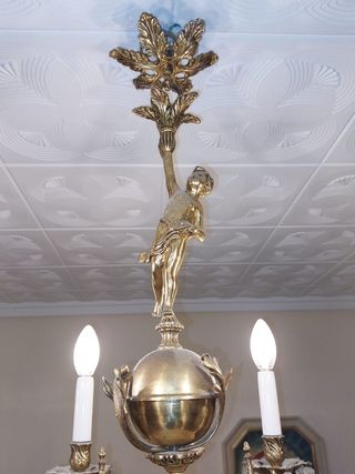 Lámpara de bronce y cristal