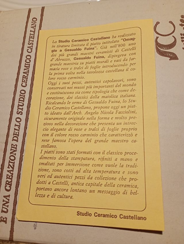 Servizio di piatti in ceramica Gesualdo Fuina