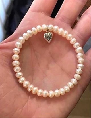 Pulsera corazón de plata y perlas cultivadas