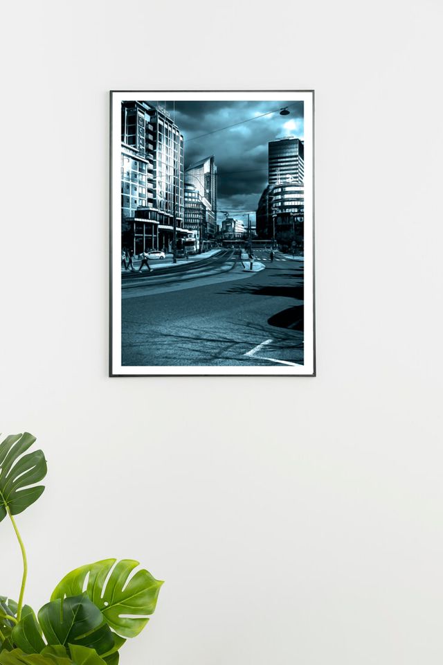 Quadro fotografico Oslo, monocromatico blu