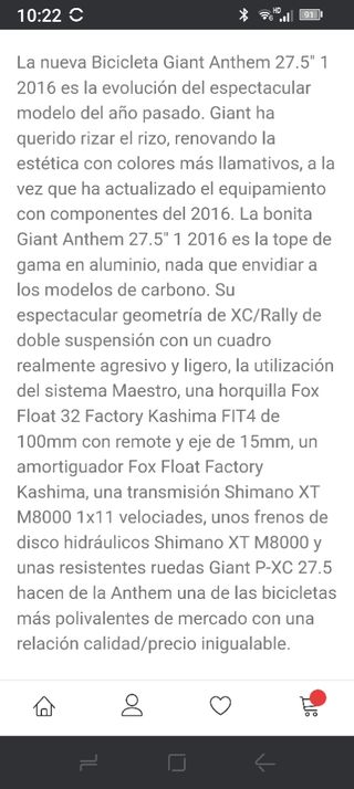 Bicicleta giant anthem 