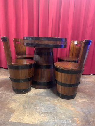 MESAS; EXCEPCIONAL CONJUNTO MESA 4 SILLAS AÑOS 80