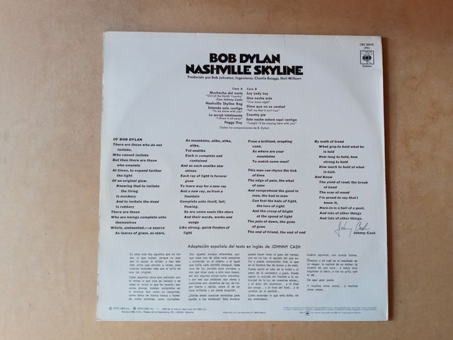 Bob Dylan. Nashville Skyline. LP 1985.