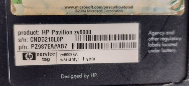 Notebook HP Pavilion zv6009EA *Non testato*
