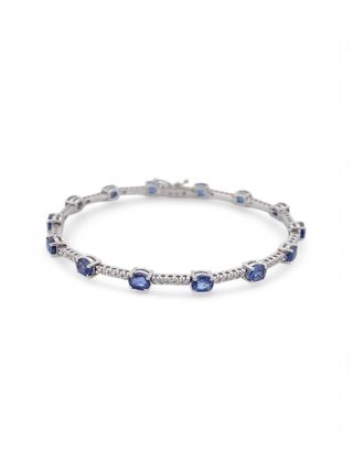 Pulsera Riviere de oro diamantes y zafiros