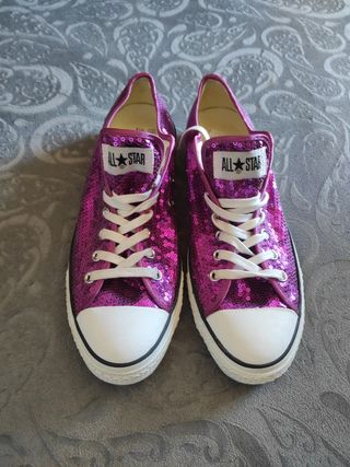 Converse talla 44 de lentejuelas rosas