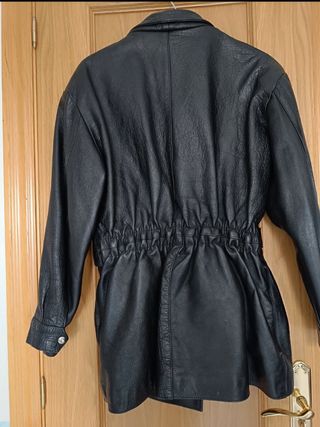 Cazadora motera piel negra talla L