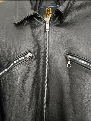 Cazadora motera piel negra talla L