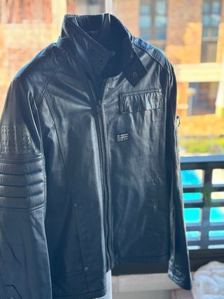 Cazadora biker Gstar cuero azul 