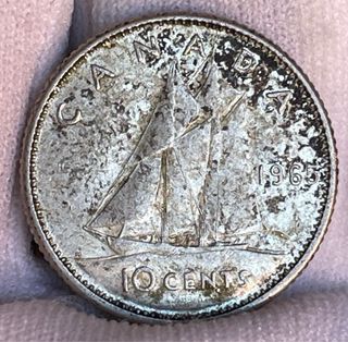 Moneda 10 Centavos de PLATA 1965 Canada