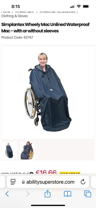 Saco Chubasquero para silla ruedas