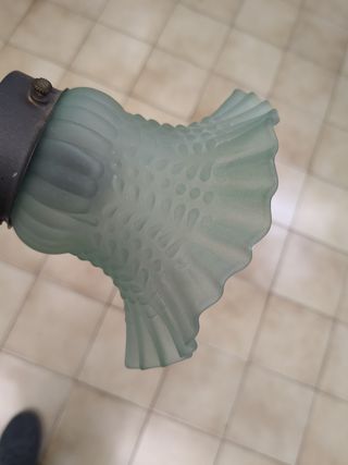 APPLIQUE CON VETRO TULIPANO CAMPANA VERDE ACQUA