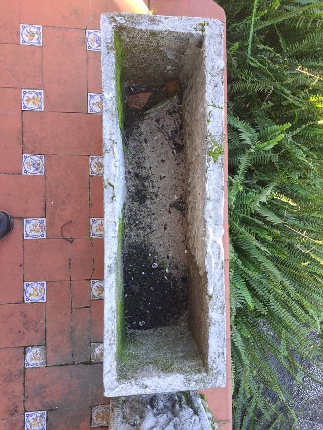 Maceta vintage hormigon tallada