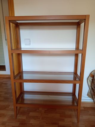 Estantería madera cristal
