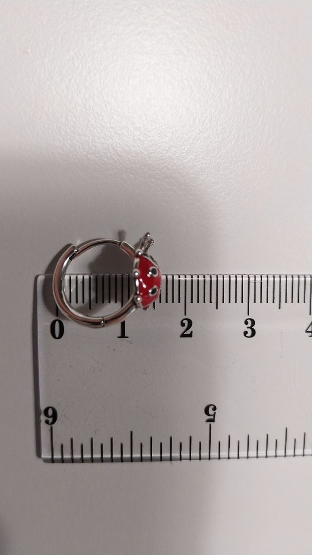 Pendientes mariquita roja niños plata 