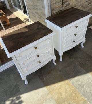 Mesita de noche madera vintage restaurada