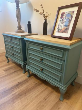 Mesita de noche madera vintage restaurada