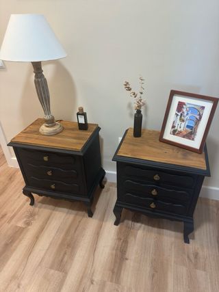 Mesita de noche madera vintage restaurada