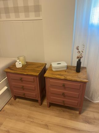 Mesita de noche madera vintage restaurada