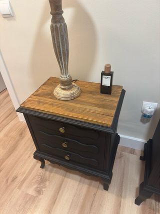 Mesita de noche madera vintage restaurada