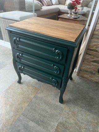 Mesita de noche madera vintage restaurada