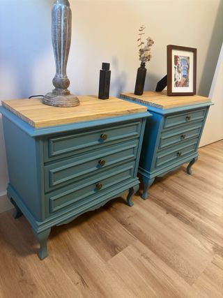 Mesita de noche madera vintage restaurada