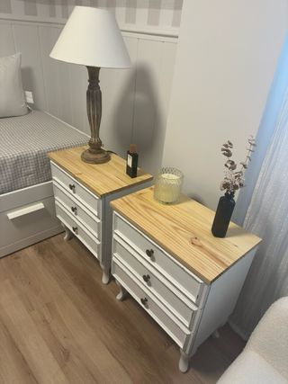 Mesita de noche madera vintage restaurada