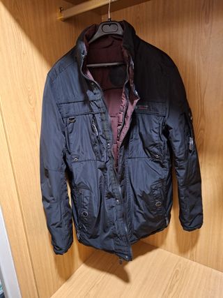 Double-faced heavy duty winter jacket black-red
