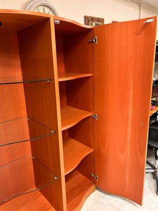 2 vitrinas modulares color cerezo