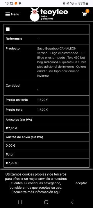 Saco silla de paseo Bugaboo camaleón